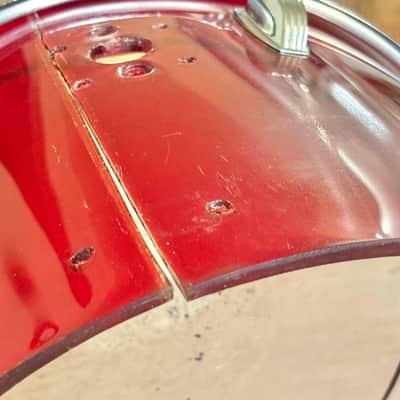 CRACKED! Vintage 70's Ludwig Vistalite 14" Concert Tom Red Acrylic for Drum Set image 9