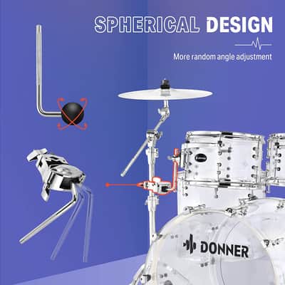 (Accept Offers) Donner DDS-1000 Crystal 22-inch 5-Drum Set for Adults Transparent+White image 5