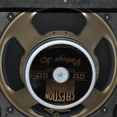 Suhr Badger 1x12 Cabinet Black with Gold Grille and G12 Vintage 30 Speaker image 4