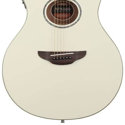 Yamaha APX600 Thinline Cutaway Acoustic-electric Guitar - Vintage White image 2