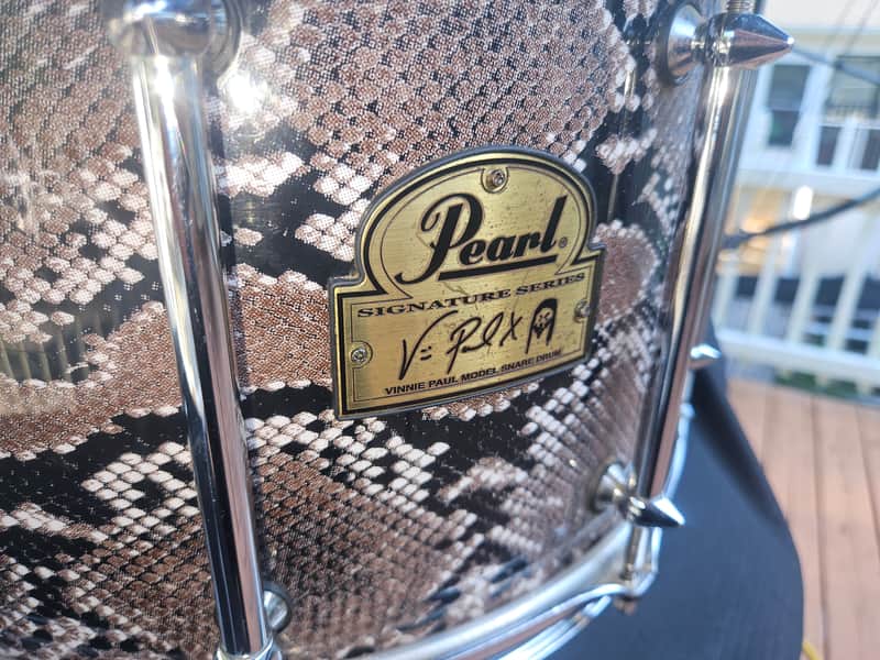 Pearl VP1480 14x8" Vinnie Paul Signature Maple Snare Drum 2010s - Snakeskin Graphic image 1