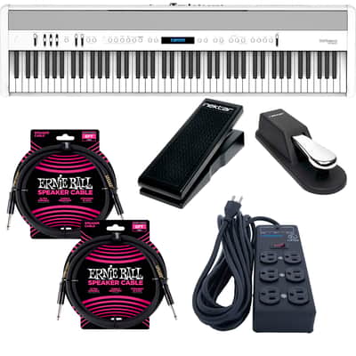 Roland FP-60X Portable Digital Piano (White), Sustain Pedal, Nektar NX-P, (2) ErnieBall Cables, Furman SS6B Bundle