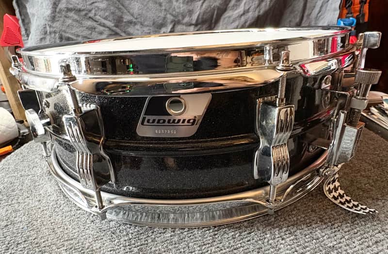 Ludwig  5x14 Black Galaxy (Blackrolite) 1990’s - Black Sparkle image 1