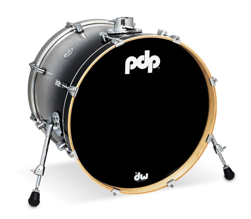 PDP Concept Series Maple Bass Drum, 16x20, Silver to Black Fade w/Chrome Hardware image 1