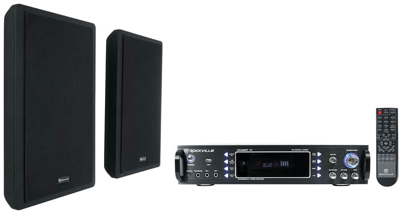 Rockville 1000W Bluetooth Receiver+(2) 5.25" Wall Speakers 4 Restaurant/Bar/Cafe image 1