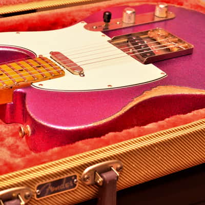 American Fender Custom Telecaster 2017 Magenta Sparkle Heavy Relic Lindy Fralins image 15