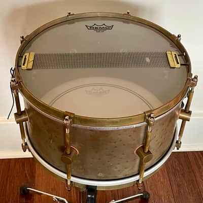 A & F 7x13 Ankh Hand Hammered Bronze Snare 2020s - Natural Patina image 2
