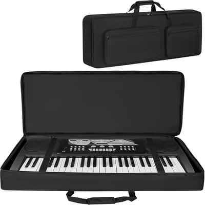Padded 8mm Shockproof Slim61 Keys Keyboard Case Electric Piano Keyboard Gig Bag Well Protection with Adjustable Straps and 4-Pocket for Keyboard Accessaries, Black (Interior: 37.8”×13”×6”) image 3