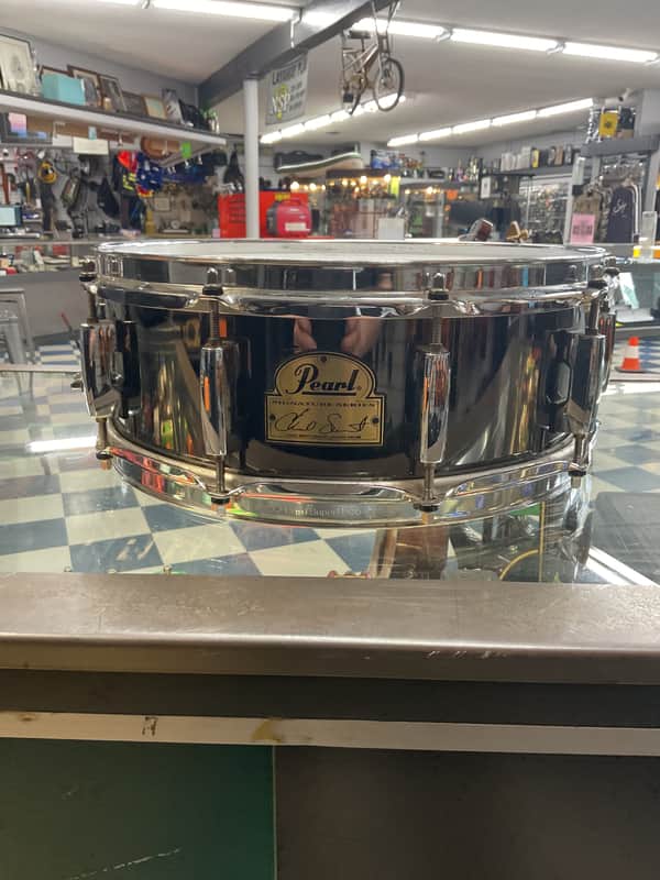 Pearl CS1450 Chad Smith Signature 14x5" Steel Snare Drum 2010s - Black Nickel image 1