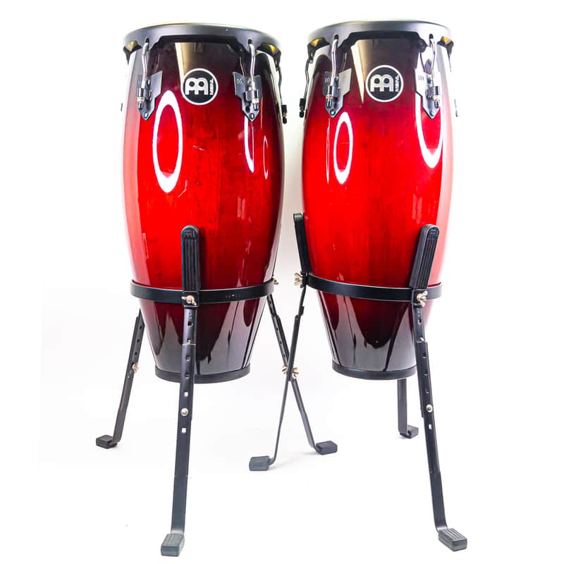 Meinl Headliner Series 11" & 12" Wood Conga Set with Basket Stands – Wine Red image 1