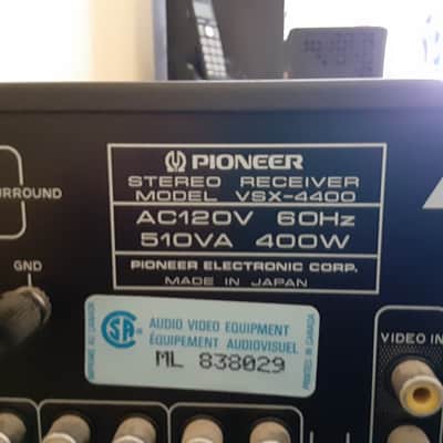 1989 Pioneer VSX-4400 A/V Receiver Made In Japan Loaded!!! W/ Manual & Remote image 8
