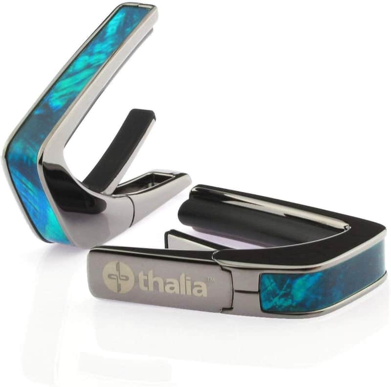 Thalia Black Chrome Finish Capo w/Teal Angel Wing Inlay Exotic Series Capo image 1