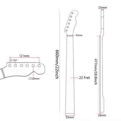[Matte Finish] 22-Fret Guitar Neck Suit for TL Style Guitar - Maple Fretboard, Mahogany Neck & Peach Wood Tube (With Back Line),price include the import duty for US buyer image 9