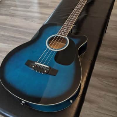 Full Size 4 String Acoustic Electric Bass Guitar Fretted Bass Guitar Blue image 9
