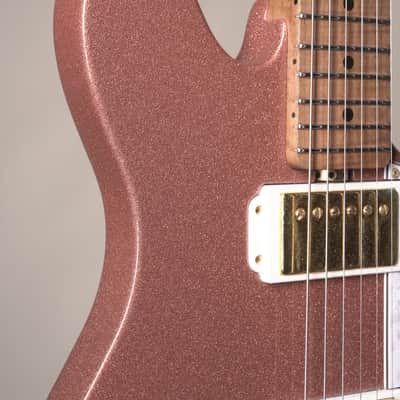 Ernie Ball Music Man Valentine Electric Guitar - Pink Champagne Sparkle w. original deluxe gig bag image 10