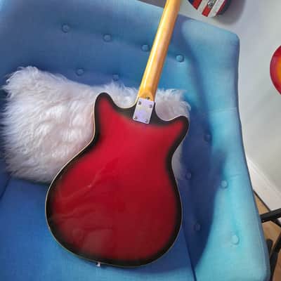 Teisco Thin-line Semi-hollow 1960s-70s - Red Burst Gloss Guitar w/Dogear P90 pickups image 4