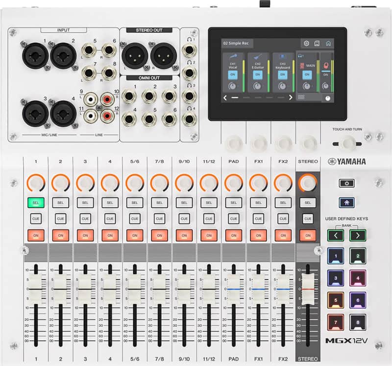 Yamaha MGX12V 18-Channel Digital Mixer & Dual USB-C Audio/Video Interface, White image 1