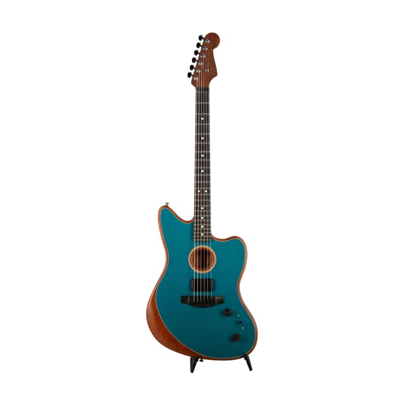 Fender American Acoustasonic Jazzmaster Acoustic Guitar, Ebony FB, Ocean Turquoise, US211XXXX