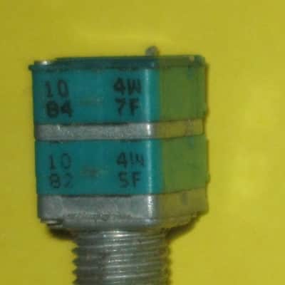 lite use genuine Boss Stacked Pot (aka concentric / dual gang pot) Top pot values: 10  84 4W 7F / Lower pot values: 10  82  4W  5F, 2000s-2010s, Six Legs, teal hard plastic casings, NO manufacturer's info (forgot what pedal it came off of) + nut & washer image 3