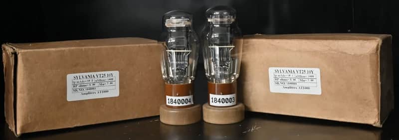 Platinum Matched Pair Sylvania VT25 10Y Leaf Getter USA Made Amplitrex Tested image 1