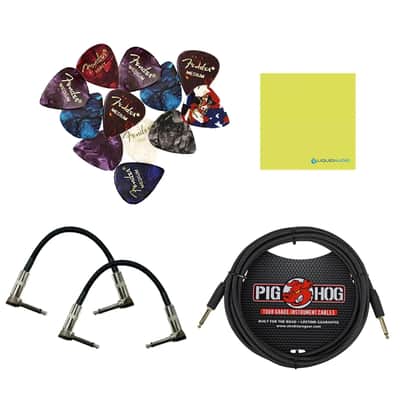 Boss BD-2W Blues Driver Pedal Bundle w/ 2-Pack Strukture S6P48 Woven Right Angle Patch Cable, Pig Hog PCH10BK "Black Woven" Instrument Cable, 12-Pack Guitar Pick and Liquid Audio Polishing Cloth image 2