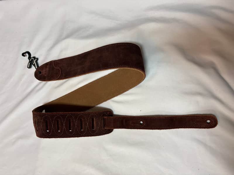 FENDER Suede Leather BROWN guitar STRAP - 2.5" wide - blem image 1