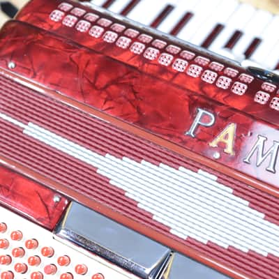 PAM Accordion 120-Bass 41-Key 5-Treble Switch Red Piano Accordion w/Case image 13