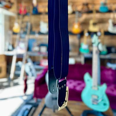 Couch Guitar Straps SB004 Recycled Navy Seatbelt Guitar Strap image 2