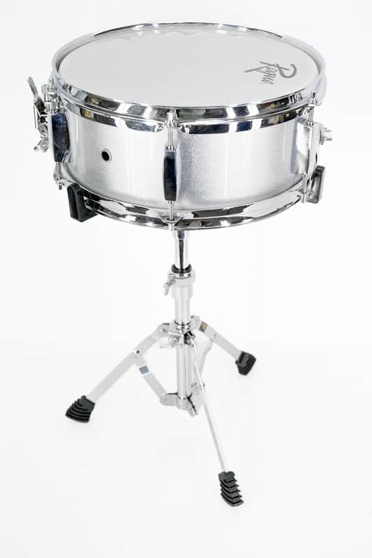 Rogue Junior Kicker 12'' x 5'' Snare Drum - Metallic Silver - Includes Stand image 1