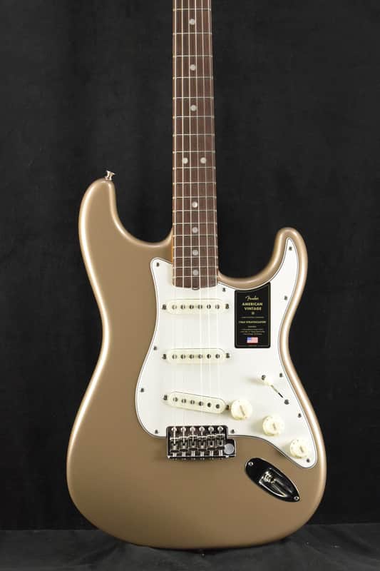 Mint Fender American Vintage II 1965 Stratocaster Shoreline Gold Round-Lam Rosewood Fingerboard image 1