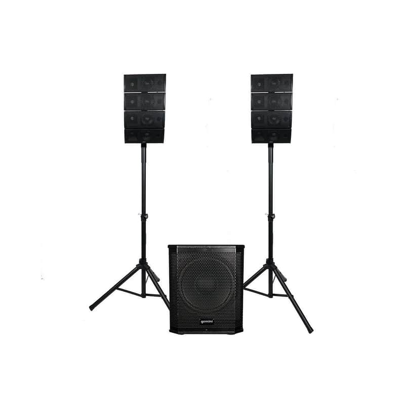 Gemini Sound LRX-448 Portable Line Array System - 12" Subwoofer, 1000W Peak Power, 4 Satellite Speakers, Bluetooth & USB Playback, Perfect for DJs, Podcasters, Live Performances image 1