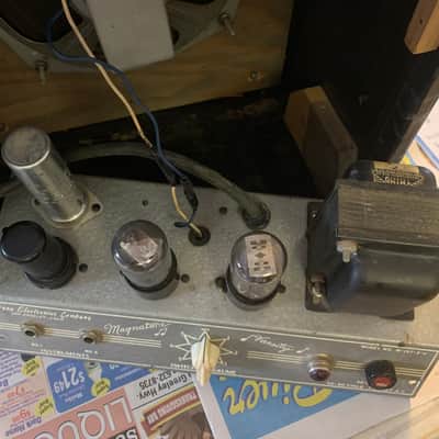 Magnatone Varsity Lap Steel and Amp Set 1950 Grey Pearloid image 18