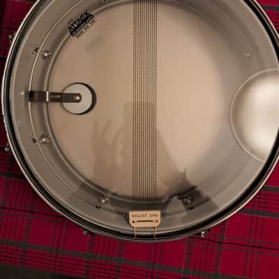 Ludwig L-404 Acrolite 5x14" 8-Lug Aluminum Snare Drum with Rounded Blue/Olive Badge 1979 - 1993 - Gray image 3
