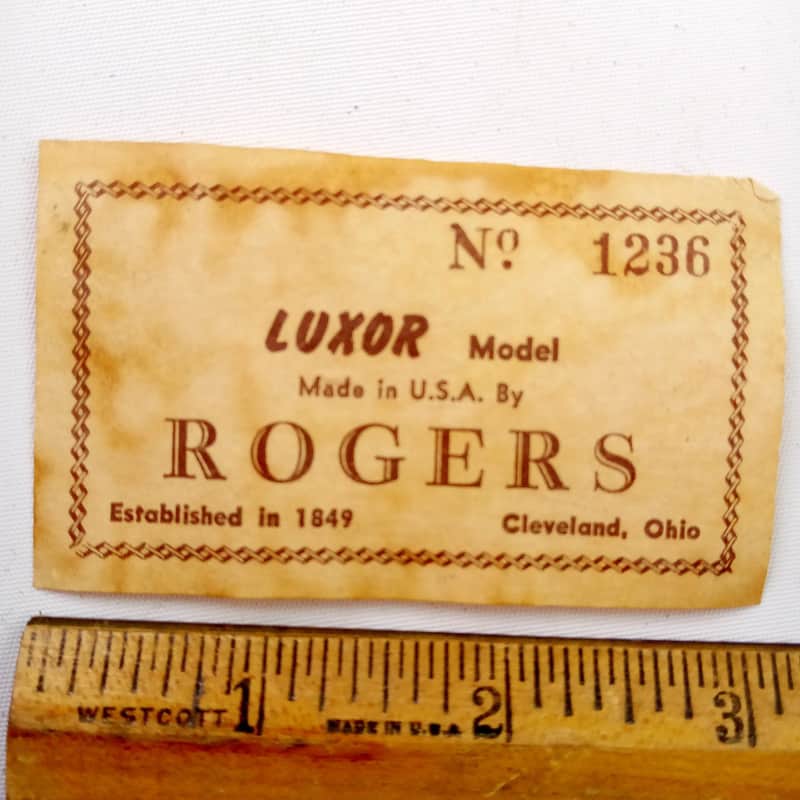 Rogers Luxor Model Interior Paper Label Tag#1236 Cleveland,OH USA Snare Drum 60s image 1