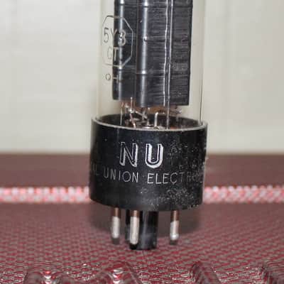 NATIONAL UNION 5Y3GT VT-197 BLACK RIB PLATE BOTTOM D GETTER TEST NOS VINTAGE 1953 image 1