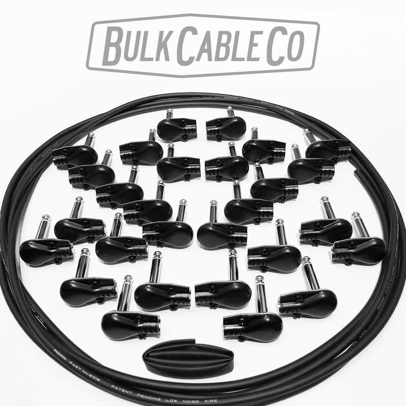 Patch Cable Kit - 14 FX Pedal Board Cables - Mogami 2319 - Pancake Connectors - Black Covers - DIY image 1
