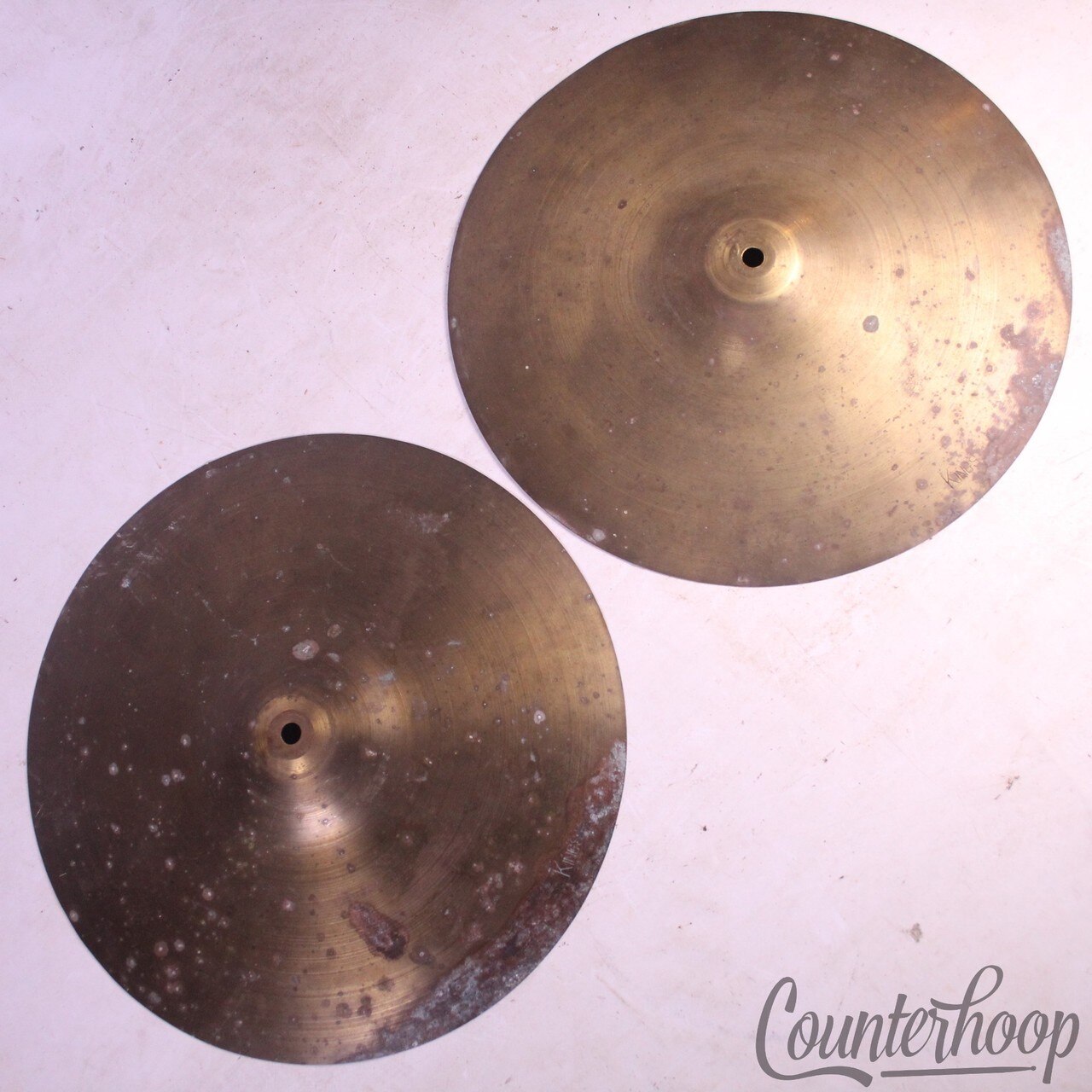 Kingston Hi-Hat Cymbals 11"Set Made In Japan Vintage 60s Pearl Stencil 474/484g — main photograph