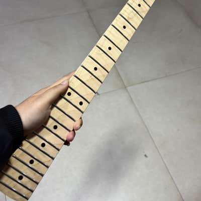 Stainless steel 22 frets 25.5inch Flame maple Electric guitar Neck Locking nut  parts hole:10mm image 2