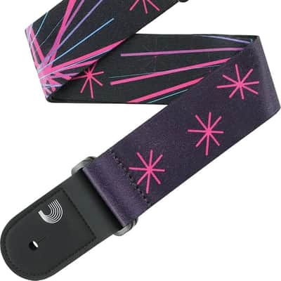 D'Addario Outrun Polyester 2" Guitar Strap, Neon Stars