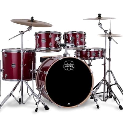 Mapex VE5295FTC Venus Rock Shell Pack, 22" Bass Drum, Crimson Red Sparkle image 1