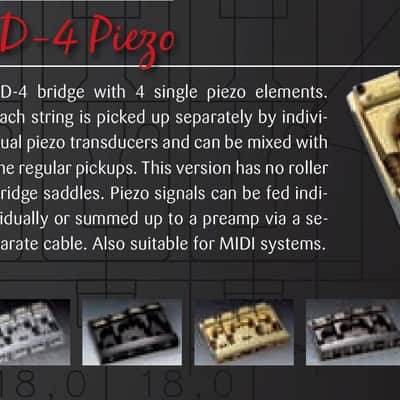 Schaller 3D-4P 4 String Polyphonic Midi Piezo Bass Bridge Gold image 5