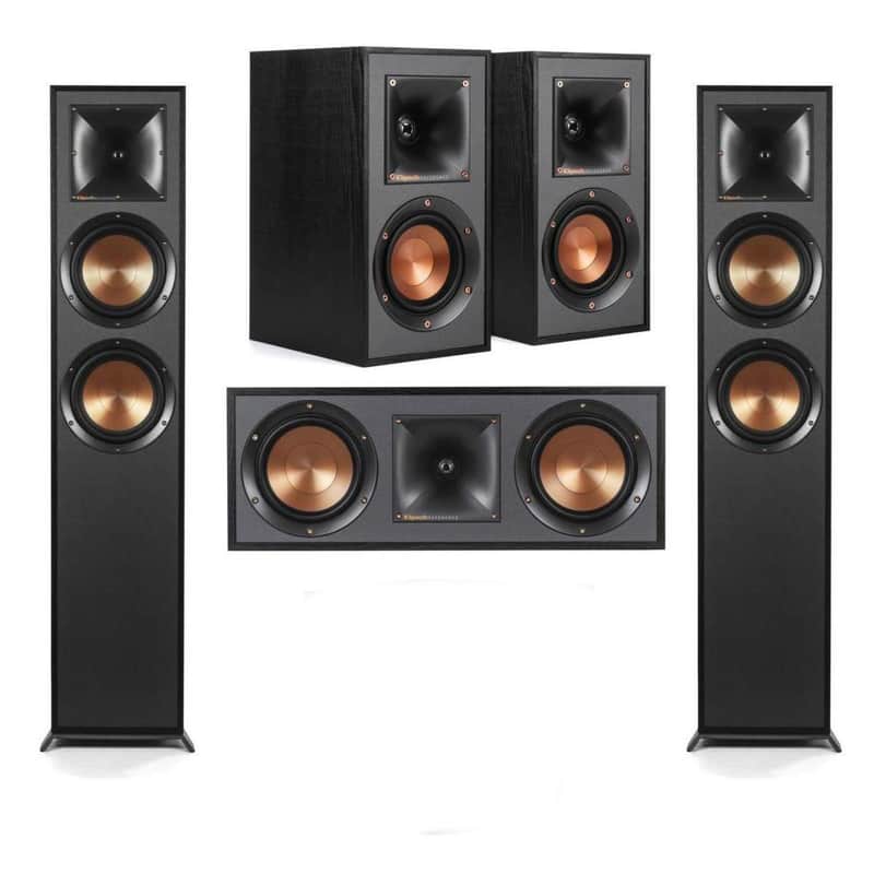 Klipsch Reference R-625FA 5.0 Home Theater Pack, Black Textured Wood Grain Vinyl image 1