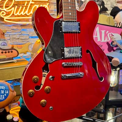 Vintage Guitar  VINTAGE LVSA500CR Red LEFT HANDED Zurda Thin Line SEMI ACOUSTIC GUITAR    Cherry Red image 19