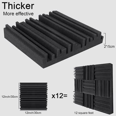 Acoustic Studio Absorption Foam Panel 12 Pack 2'' X 12'' X 12'' Broadband Sound Absorber image 2