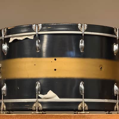 1940's WFL Black & Gold Duco 14x26 16x16 9x13  Drum Kit Zephyr Lug image 9