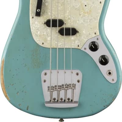Fender JMJ Road Worn Mustang Bass Faded Daphne Blue Rosewood image 1