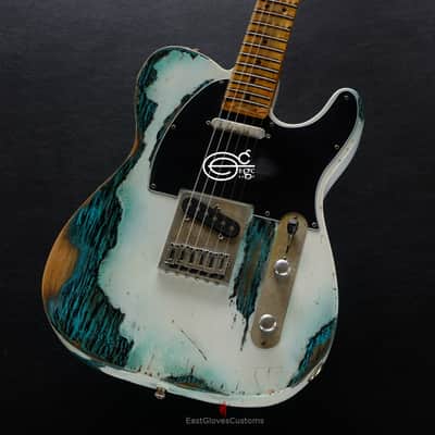 Fender Telecaster 50th Anniversary Olympic White over Blue Zebra Heavy Aged Relic (RARE) image 2