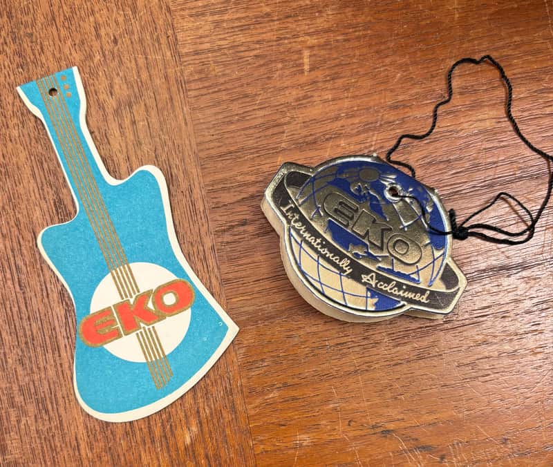 New old stock Vintage Eko Hang Tags 1960’s, Guitar and Globe image 1