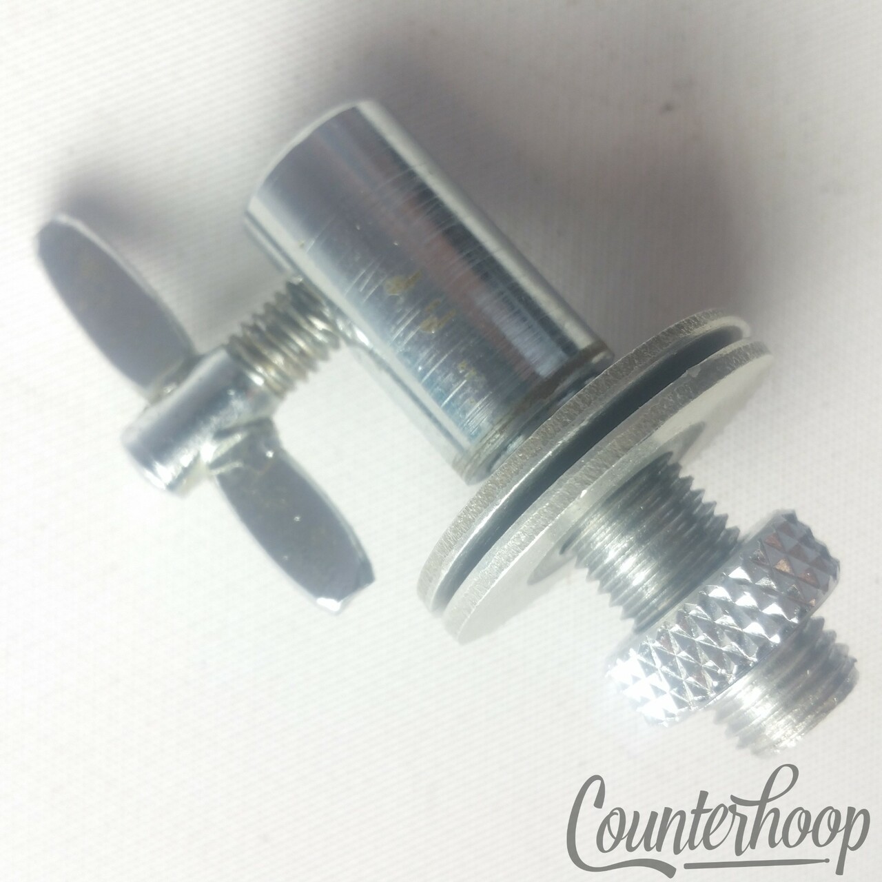 Straight Disappearing Spur Mount Vintage 60s Chrome Bass Drum Part W&A Rogers US — main photograph