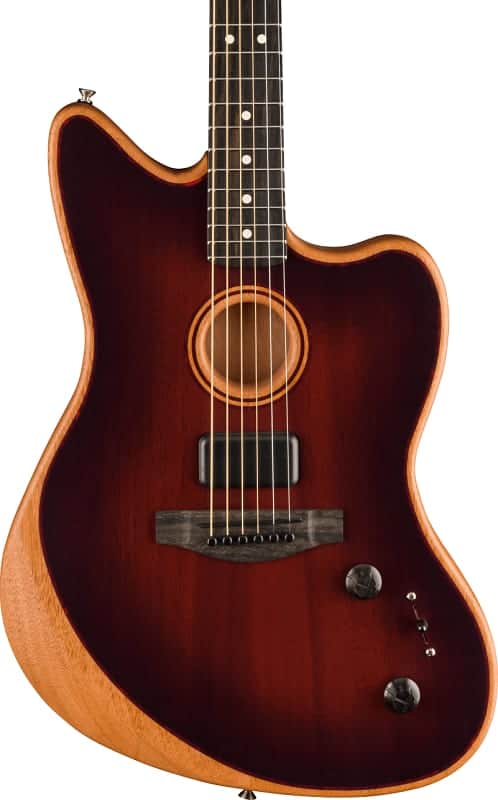 Fender American Acoustasonic Jazzmaster Acoustic Electric Guitar. All-Mahogany, Ebony Fingerboard, Bourbon Burst image 1